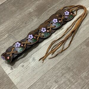 Leather Macrame Floral Garden Belt